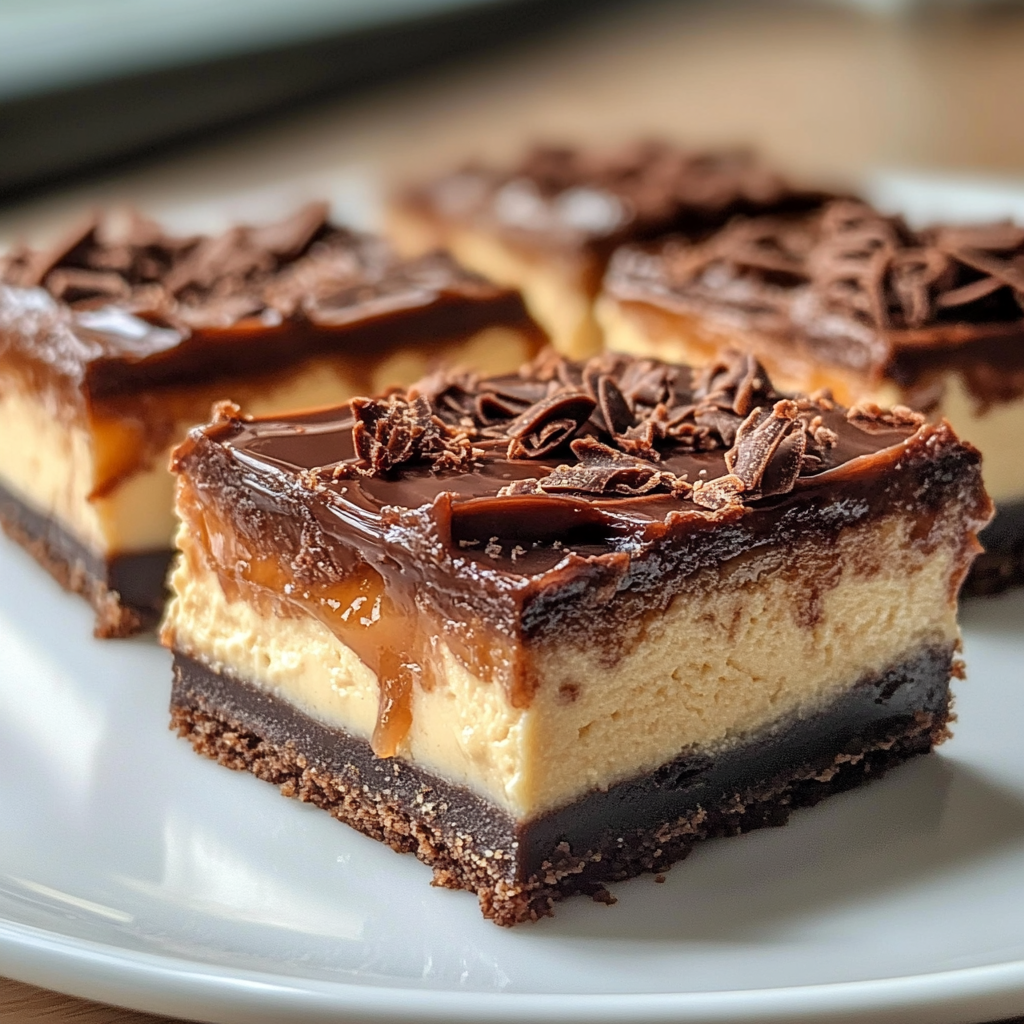 Chocolate Caramel Cheesecake Bars