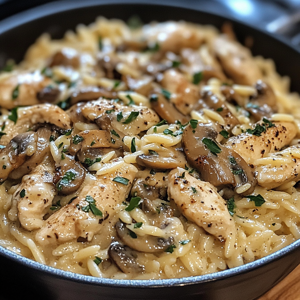 One-Pot Creamy Chicken and Mushroom Orzo