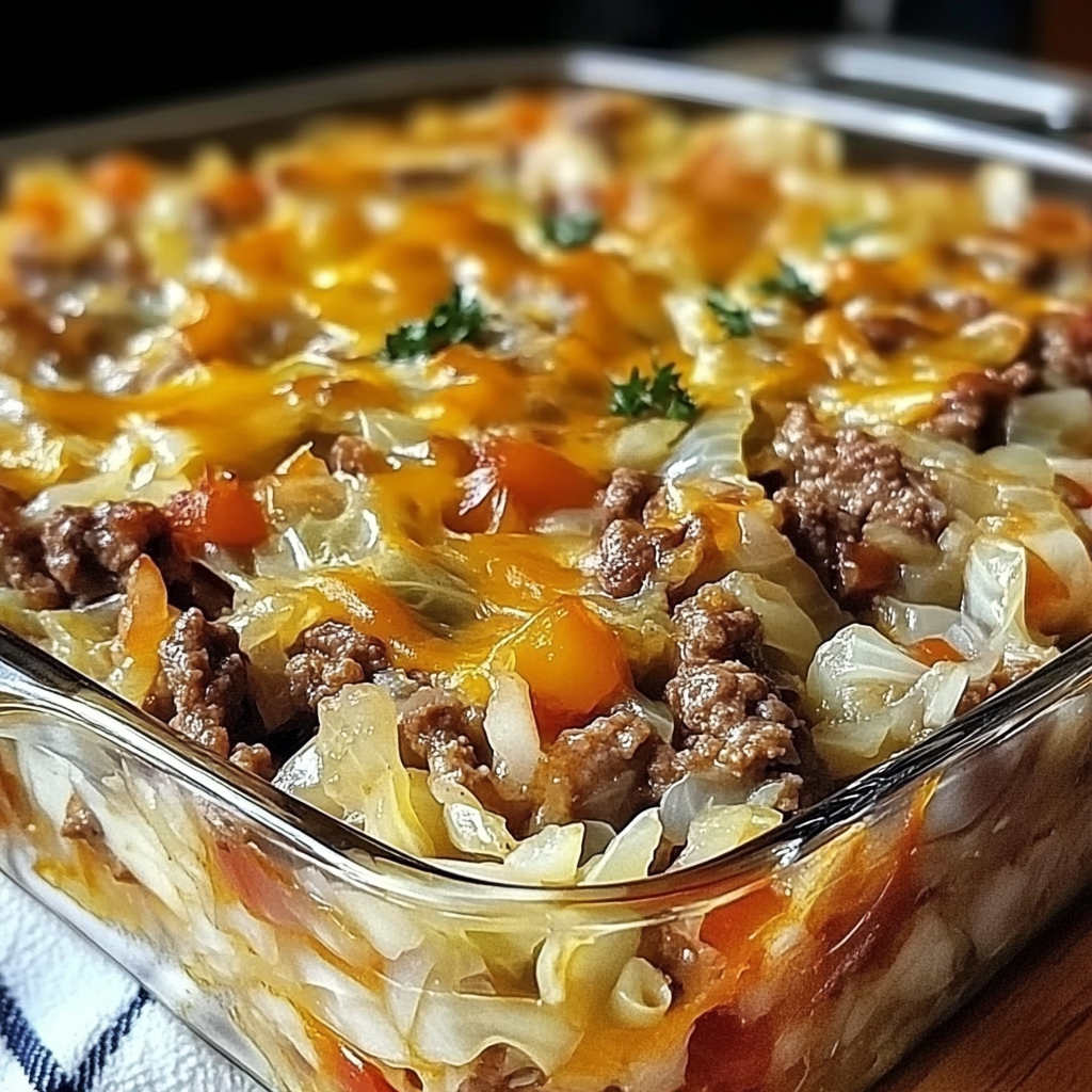 Savory Cabbage Beef Bake